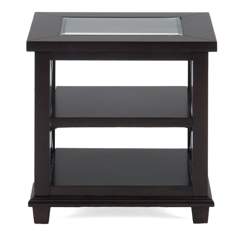 Jofran Panama Brown Contemporary Wood and Glass End Table