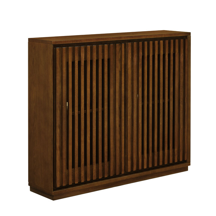 Merax Vintage Fluted Storage Cabinet - Multifunctional Sideboard with Outlet Holes