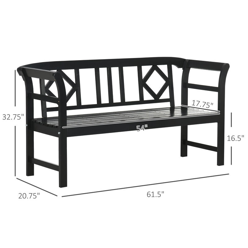 Hivvago 3-Person Wooden Patio Bench, Outdoor Garden Bench with Armrests image number 2