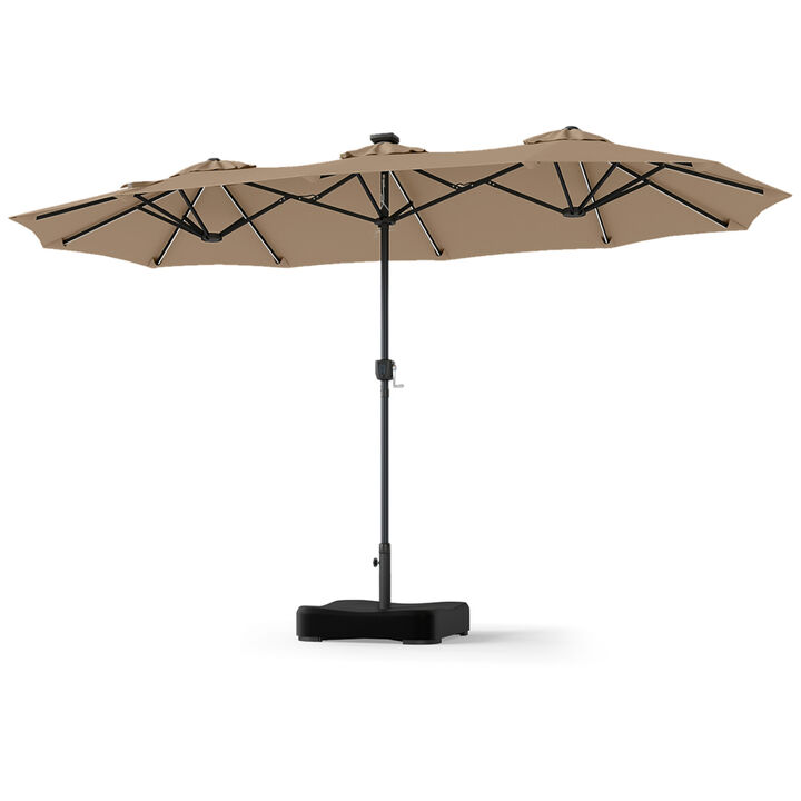 Outdoor 13 FT Double Sided Umbrella with 108 LED Lights and Stable Base for Backyard Use
