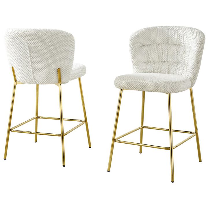 Best Quality Furniture Cream With Gold Base Counter-Height Chairs, Set Of 2