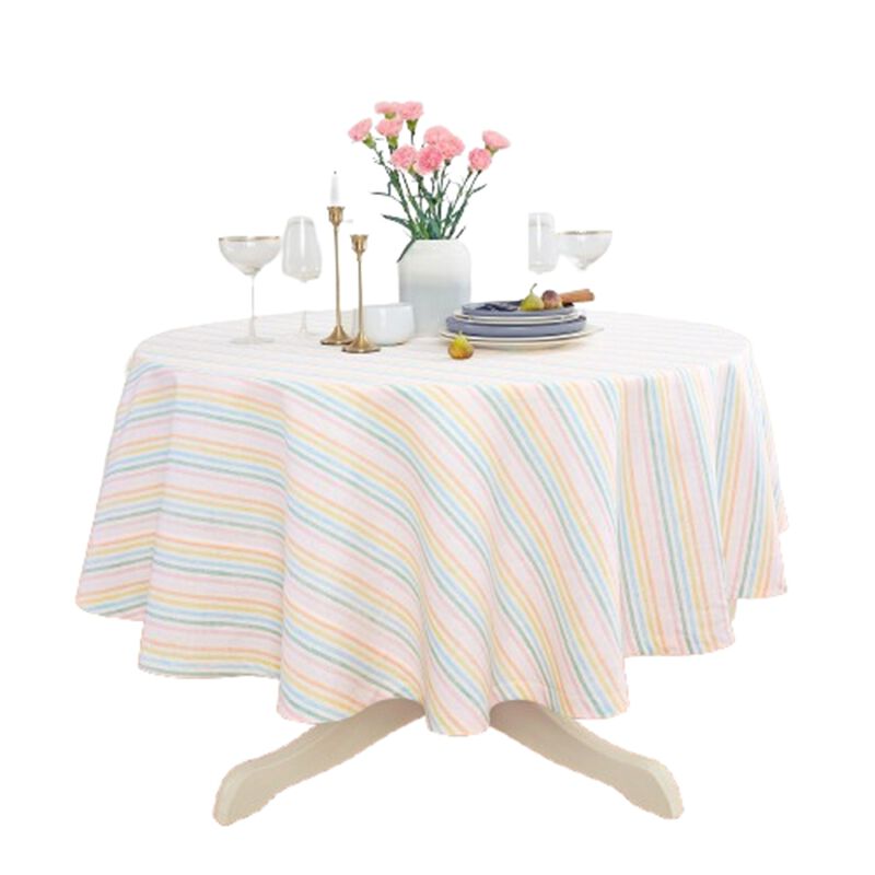 Solino Home Julia 100% Linen Round Tablecloth &ndash; Handcrafted, Machine Washable, Perfect for Holiday and Everyday Dining