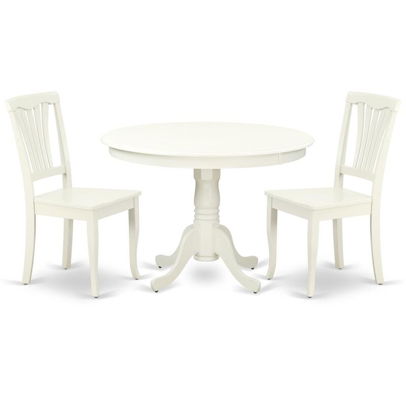 East West Furniture Dining Room Set Linen White, HLAV3-LWH-W
