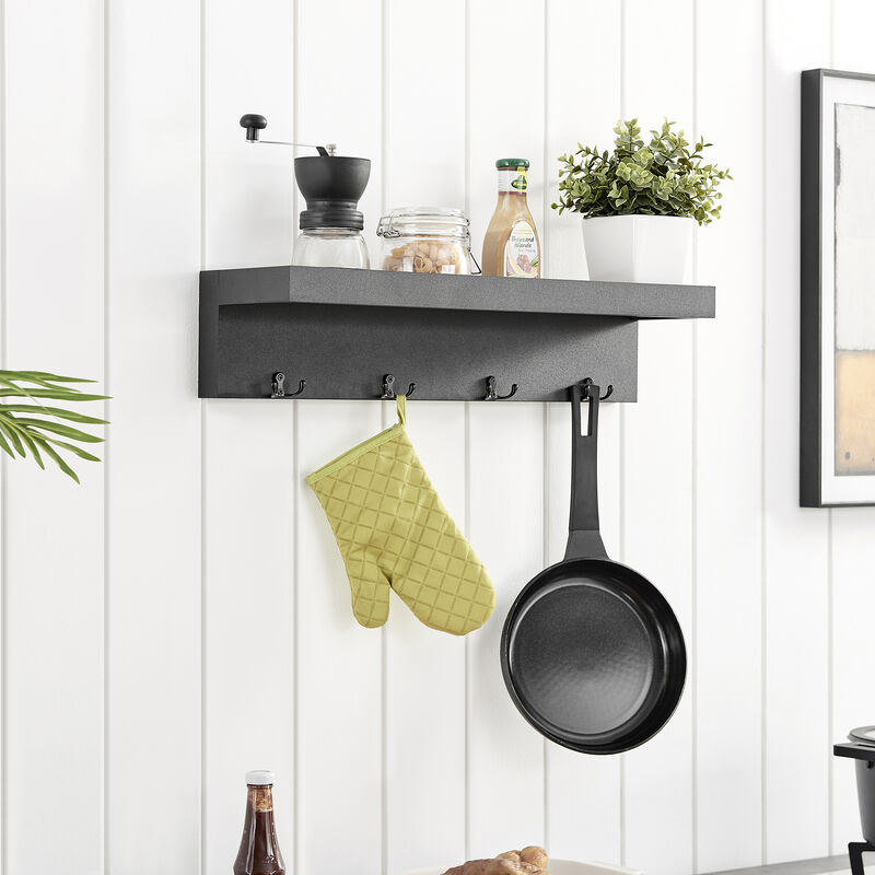 Wall Mounted Coat Rack with Decorative Ledge Shelf