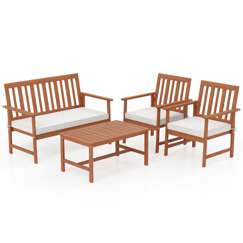 4-Piece Outdoor Furniture Set with Seat Cushions for Patio or Garden Seating