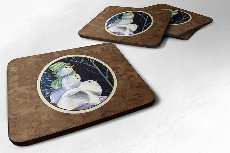 Caroline's Treasures SS8557FC Snowman with Keeshond Foam Coasters Set of 4 (Set of 4), 3.5 H x 3.5 W, Multicolor image number 0