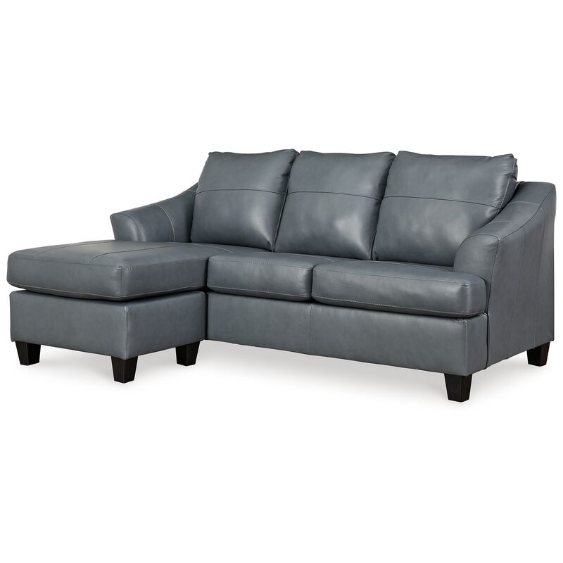 Geno Sofa Chaise Sectional, Modern Steel Gray Leather Match, 88 Inch - Benzara