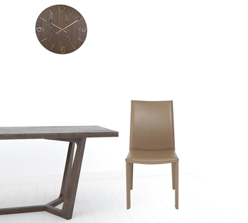 Set of Two Leather Dining Side Chairs with Cushioned Seats