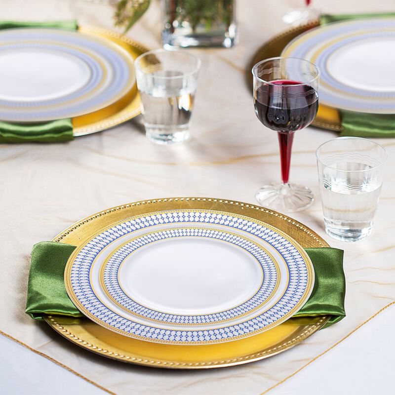 White with Blue and Gold Chord Rim Plastic Wedding Value Set (30 Sets) image number 1