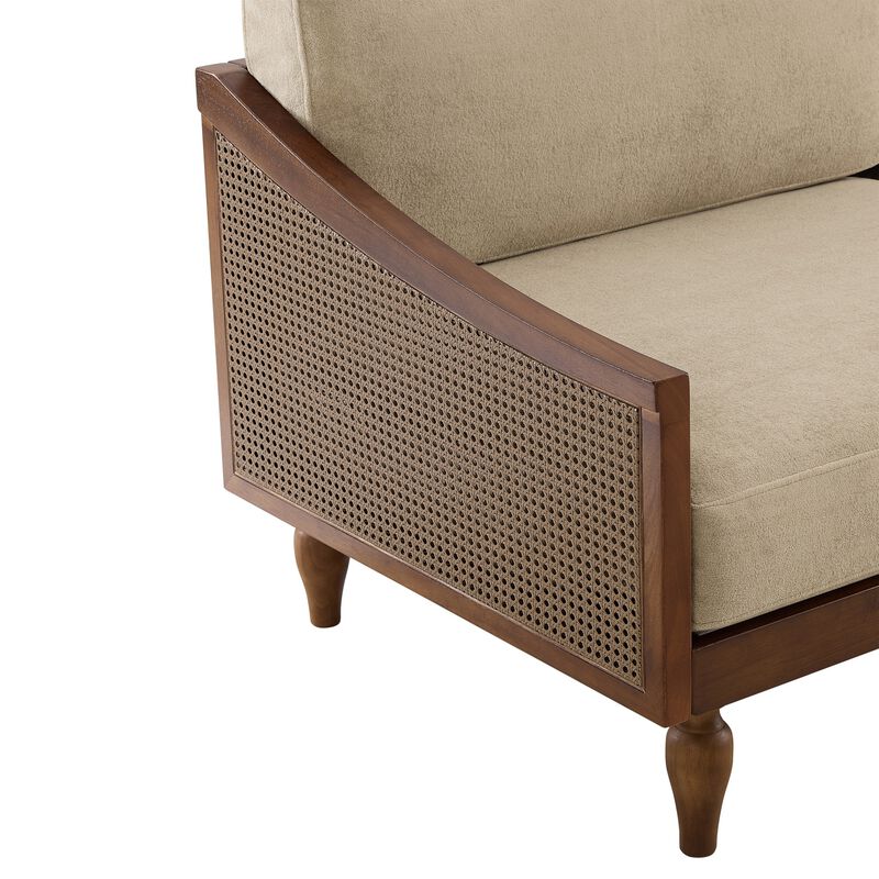 Zepcol Farmhouse Rubberwood Rattan Loveseat image number 3