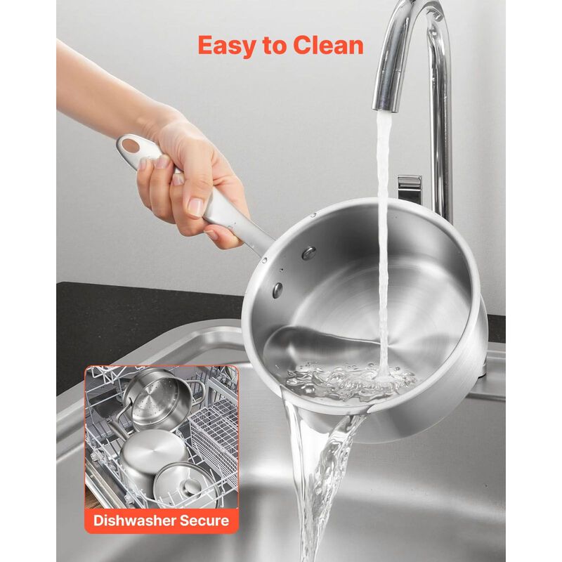 Stainless Steel Saucepan with Steamer & Glass Lid, Nonstick, Oven & Dishwasher Safe image number 5