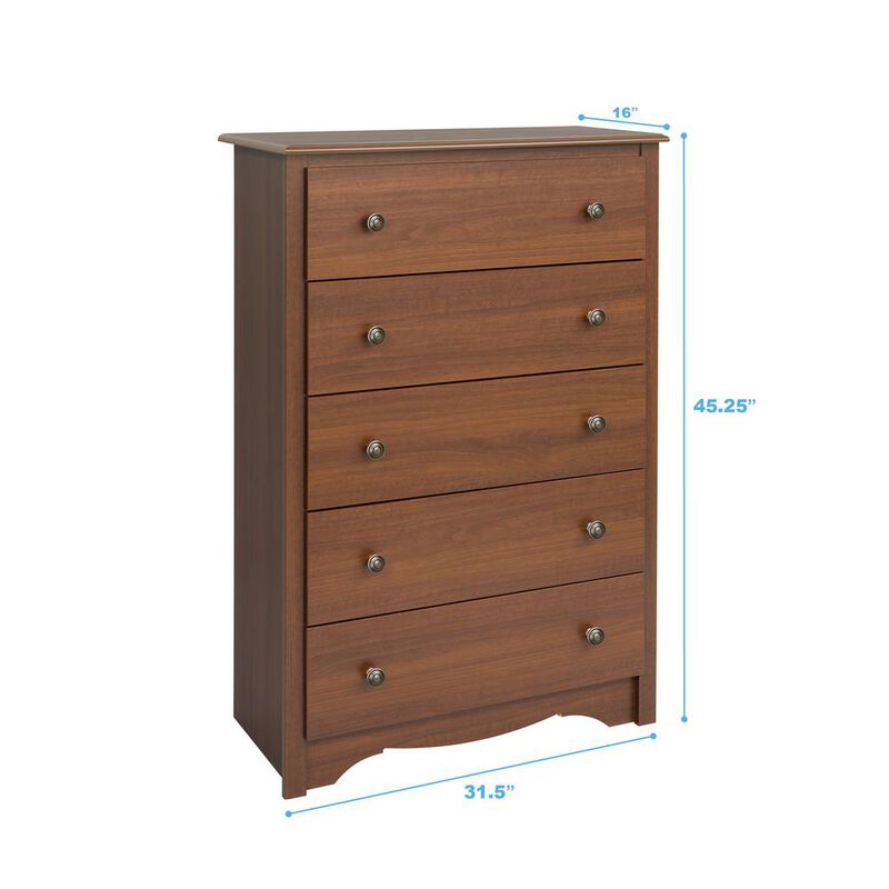 Prepac Cherry Monterey 5 Drawer Chest