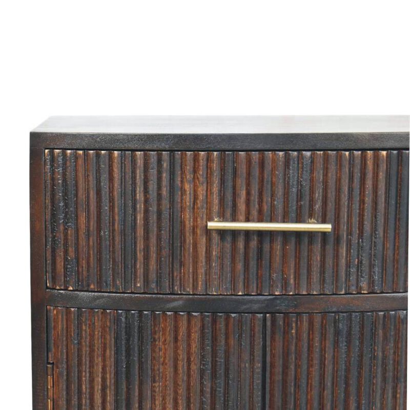 Artisan Furniture Solid Wood Milan Bedside,1 Drawer, 2 Inside Shelves, Dark Brown image number 3