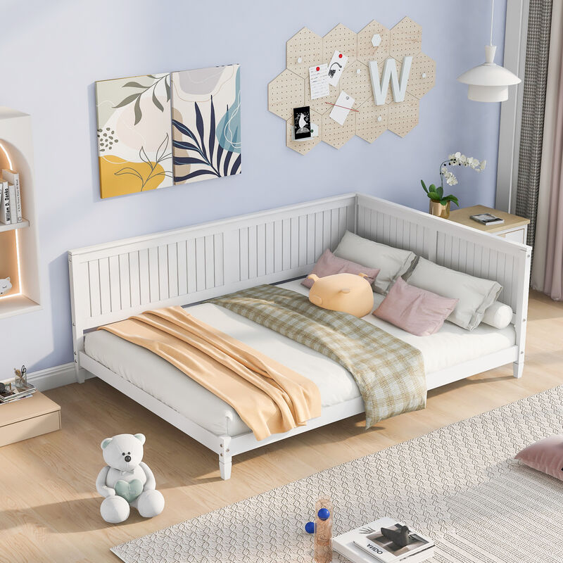 Whisen Classic Design Wood Daybed, Sofa Bed with Backrset and Unique Armrset image number 1