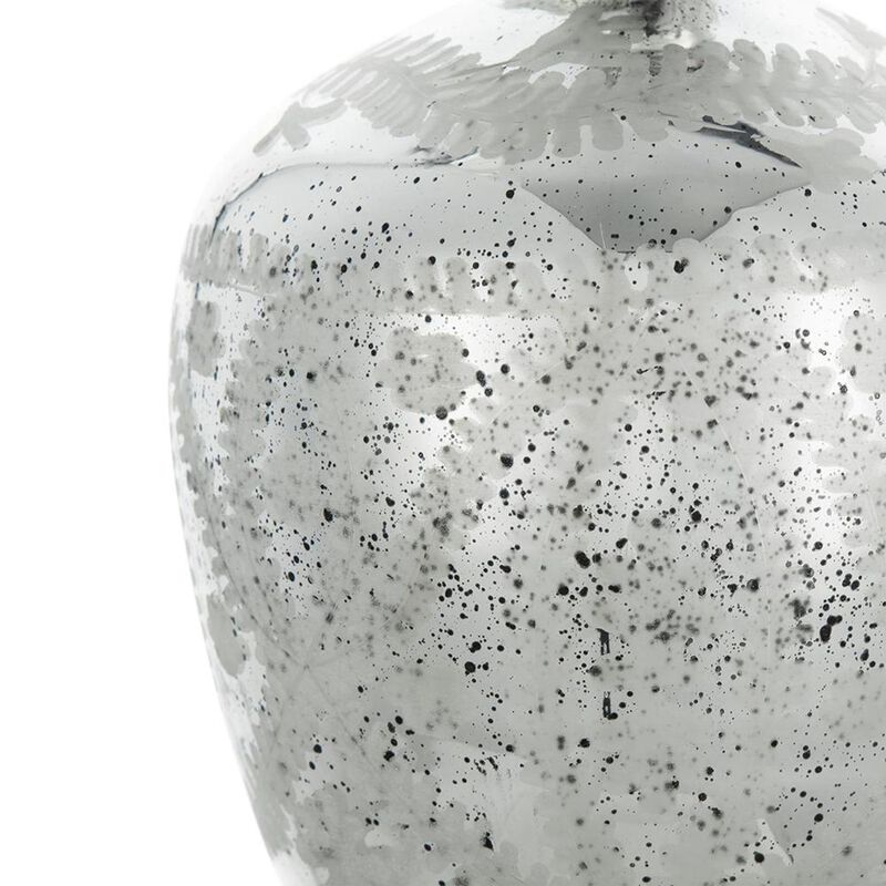 HomeRoots 10" Silver Speckle Glass Table Vase image number 2