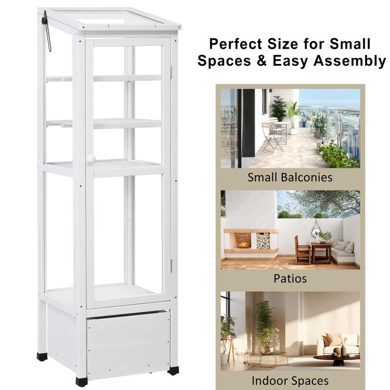 Wood Garden Greenhouse with Portable Cold Frame, Movable Storage & Adjustable Shelves