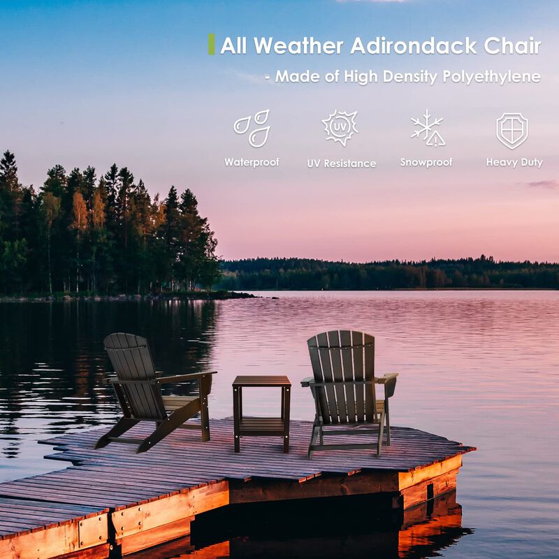 GREENVINES Adirondack Chairs, HDPE All-Weather Fire Pit Chairs, Plastic Campfire Chair for Deck Backyard Patio Outdoor Poolside