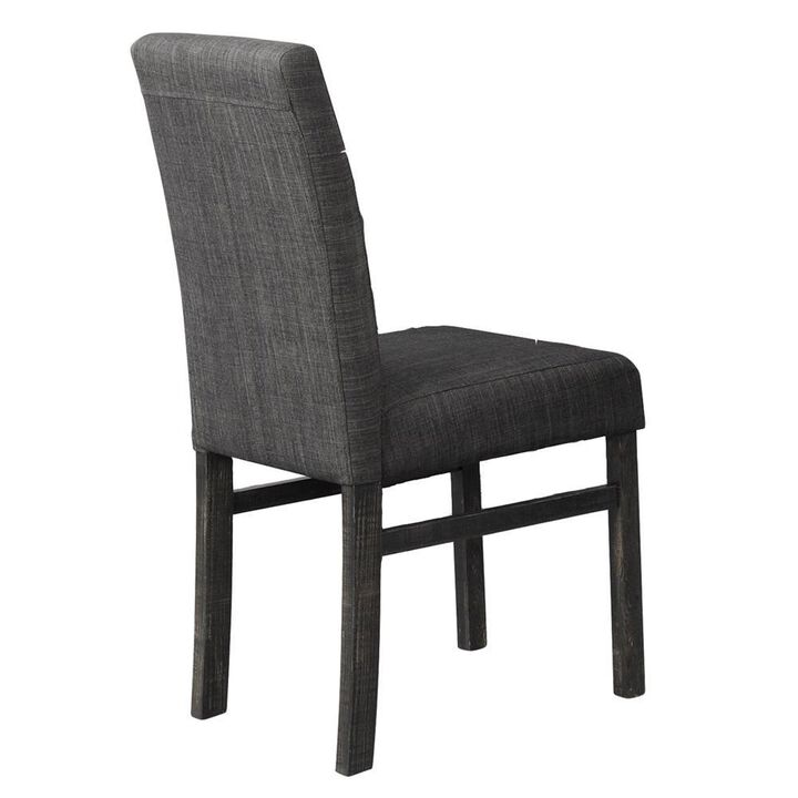 Vitaliya Black Charcoal Linen Side Chairs, Set of 2