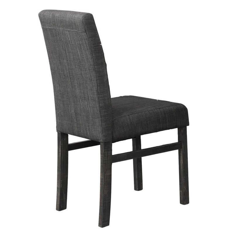 Vitaliya Black Charcoal Linen Side Chairs, Set of 2