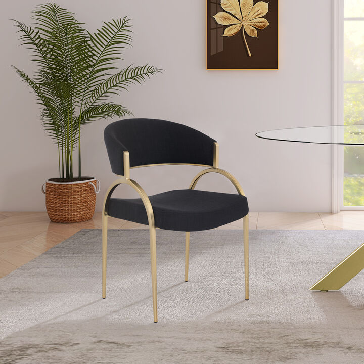 Meridian Furniture Privet Black Linen Textured Fabric Dining Chair, Set of 2
