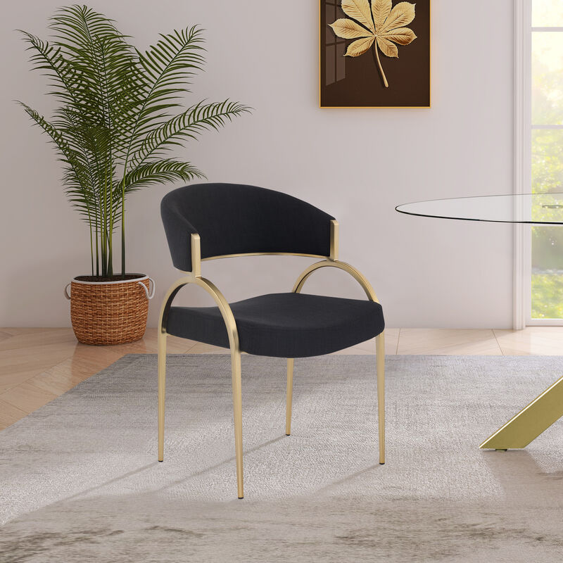 Meridian Furniture Privet Black Linen Textured Fabric Dining Chair, Set of 2 image number 1