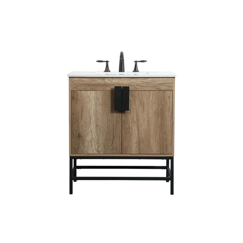 Elegant Kitchen and Bath 30 inch Single bathroom vanity in natural oak