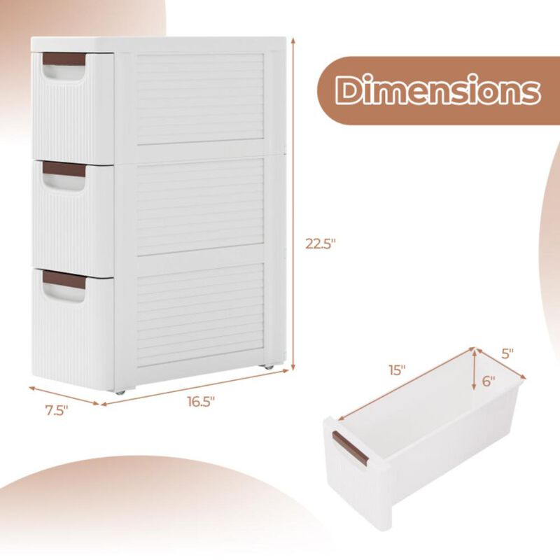 Hivvago Drawer Rolling Organizer Unit Narrow Storage Cabinet with Built-In Wheels for Small Space