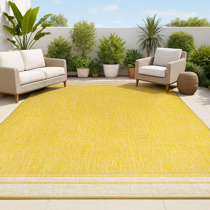 Alda Modern Minimalist Mingled Solid Indoor/Outdoor Area Rug