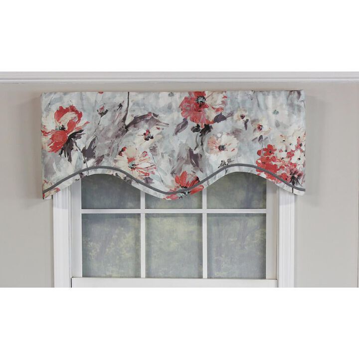 RLF Home Tia Cornice Valance Primrose. 3" Rod Pocket, Elevated trim décor. 50"W X 17"L