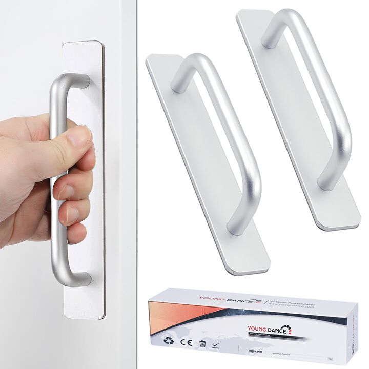 Self-Stick Instant Cabinet Drawer Handles Pulls - 2pcs Aluminum Alloy Drawer Push Pull Handles Helper with Adhesive Door Handle