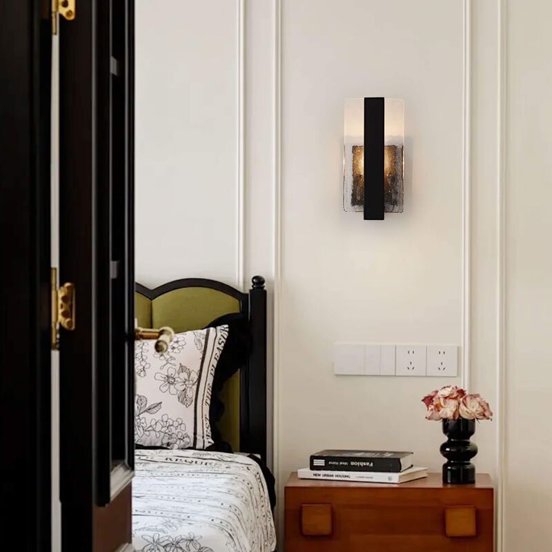 Maya Single Light Matte Black Clear Glass Panel Wall Sconce - 6" W x 11.8" H x 4.5" D image number 2