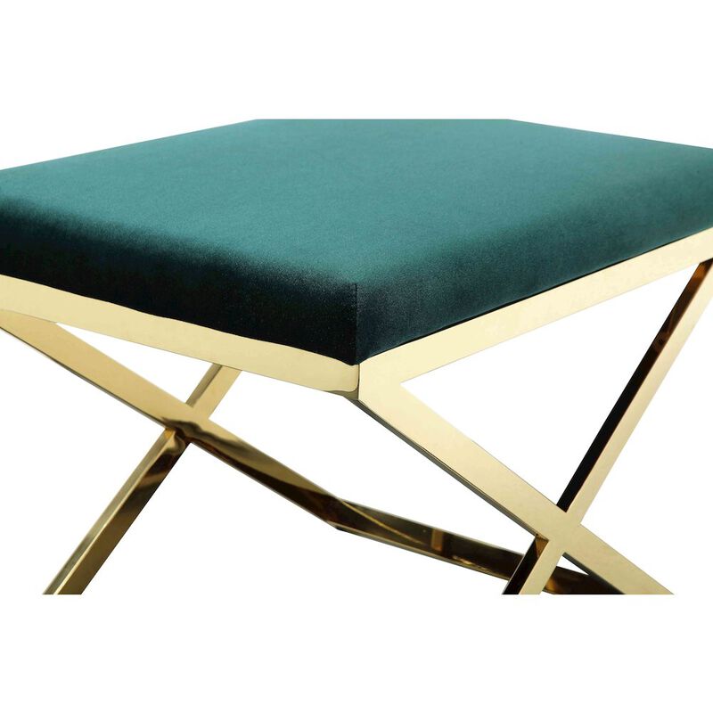 Pangea Home Gold Lexi Stool Velvet Green