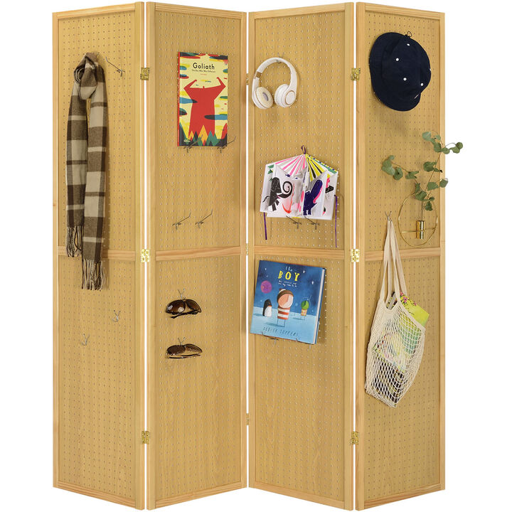 Legacy Decor 4 Panels Room Divider Folding Screen Pegboard Insert