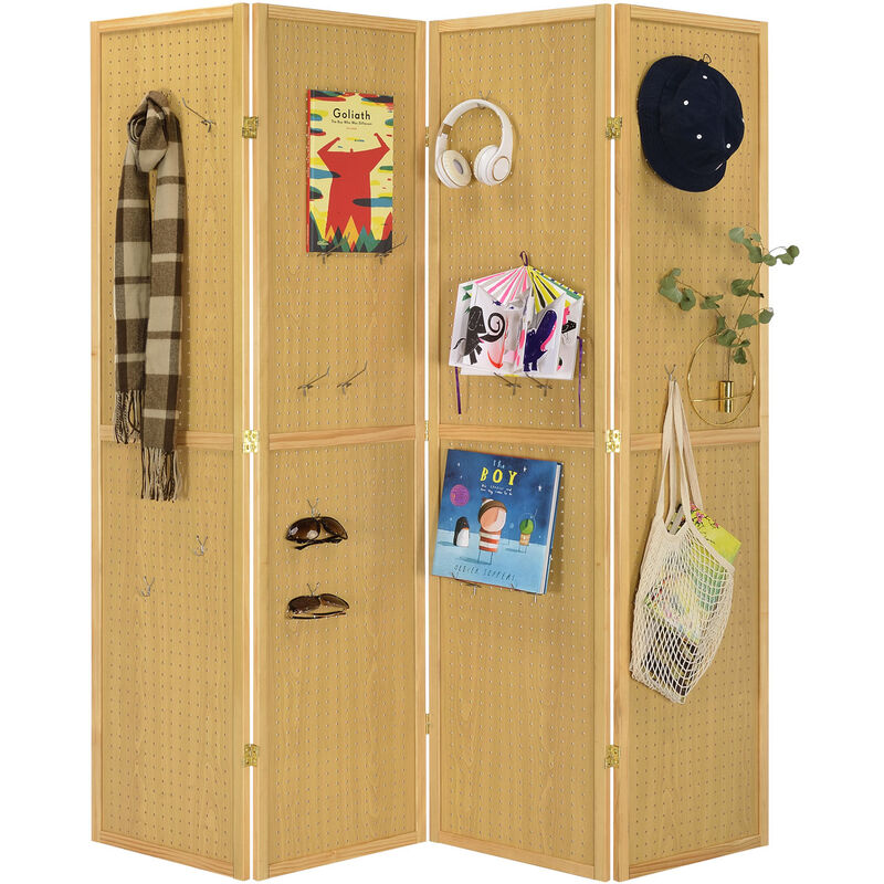 Legacy Decor 4 Panels Room Divider Folding Screen Pegboard Insert