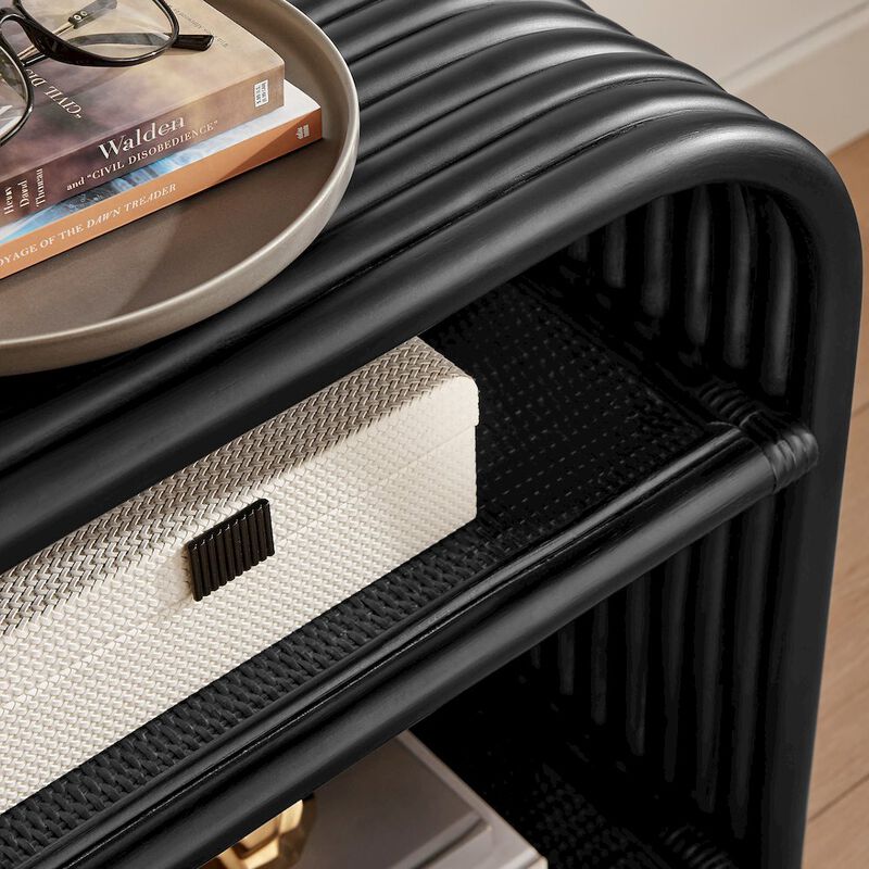 Eve Curved Natural Rattan Side Table image number 8