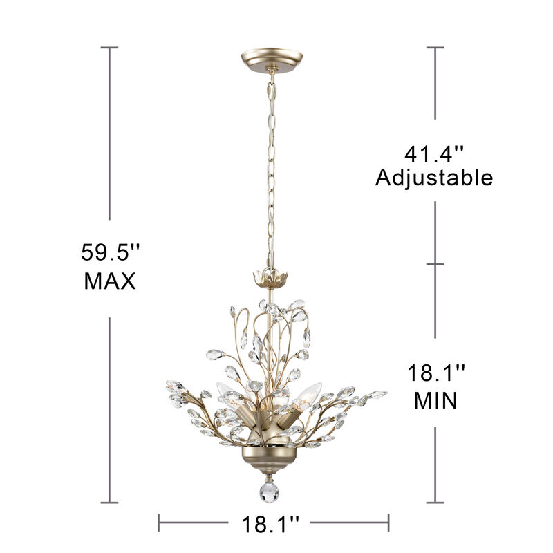 Heli 4-light Brushed Silver-ish Champagne Crystal Leaves Chandelier image number 4