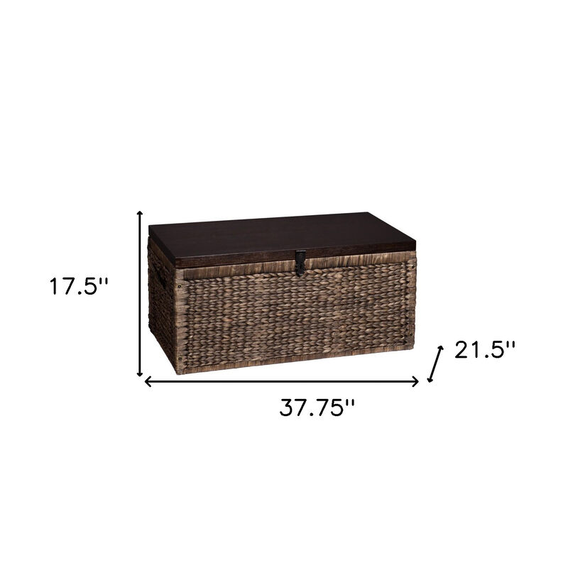 Hivvago 38 Inch Brown Wood And Wicker With Iron Coffee Table