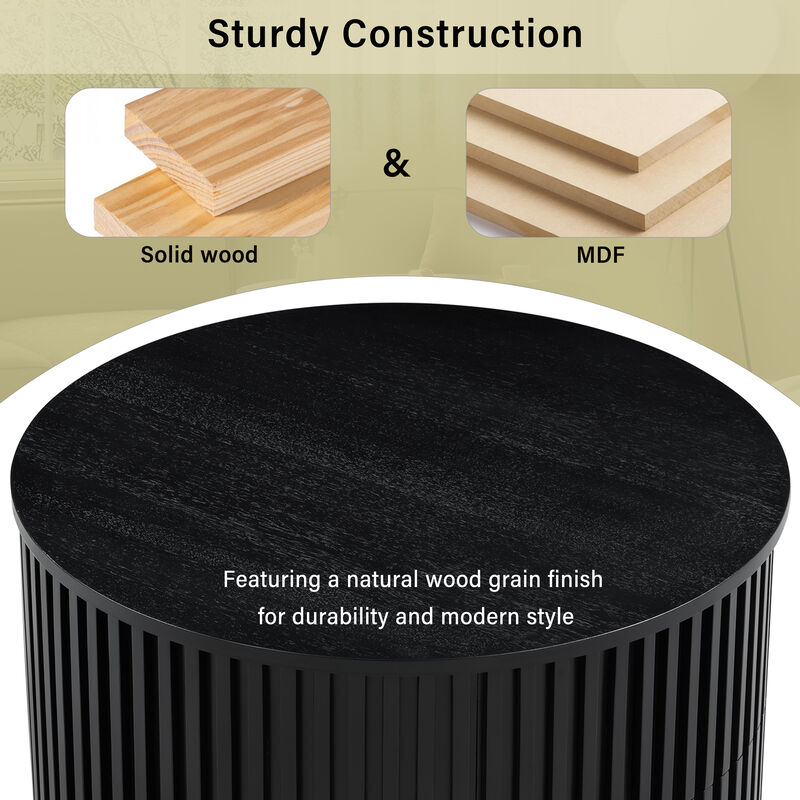 Merax Height-Adjustable Round Coffee Table with Smooth Lift Mechanism, Concealed Storage image number 5