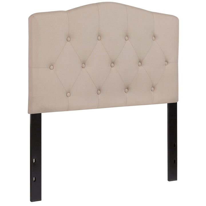Flash Furniture Tufted Upholstered Twin Size Headboard in Beige Fabric