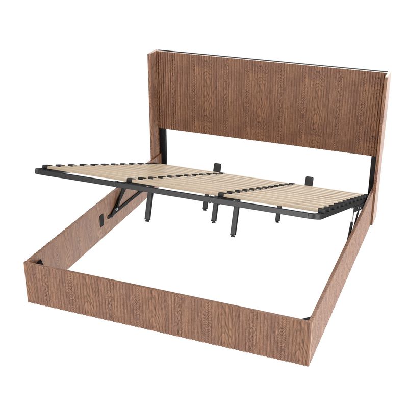 Cixt Fluted Lift Up Storage Bed Frame image number 4