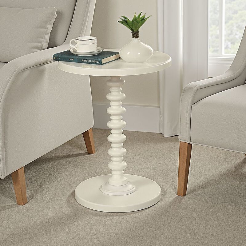 Astonishing Side Table With Round Top, White image number 1