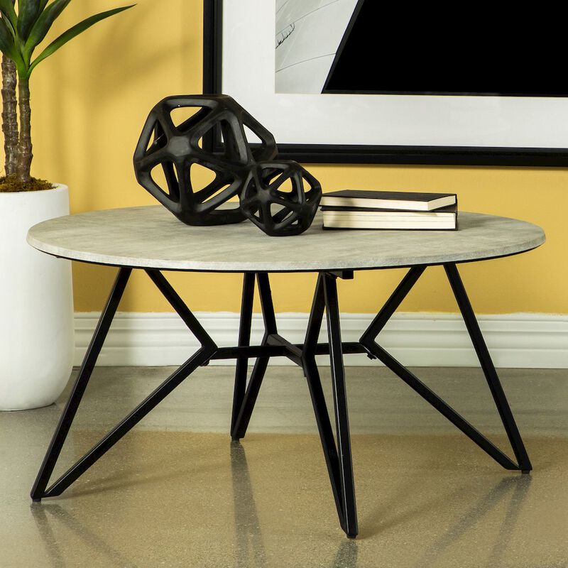 Coaster Co. of America Hadi Round SmartTop Coffee Table Cement and Gunmetal