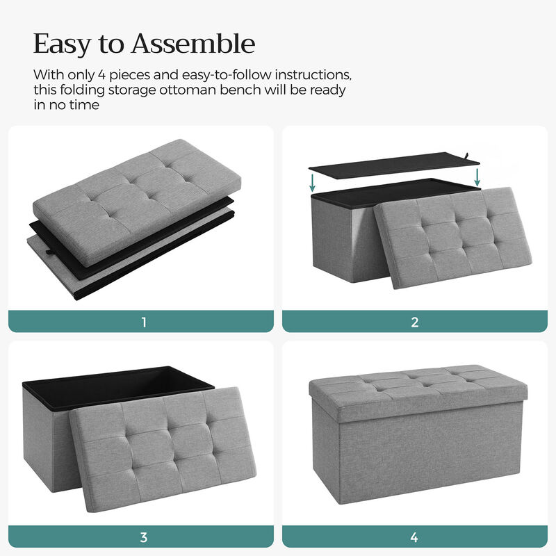 Compact 30-Inch Storage Ottoman &ndash; Folding Bench with Lid for Shoes, Blankets, or Seasonal Accessories