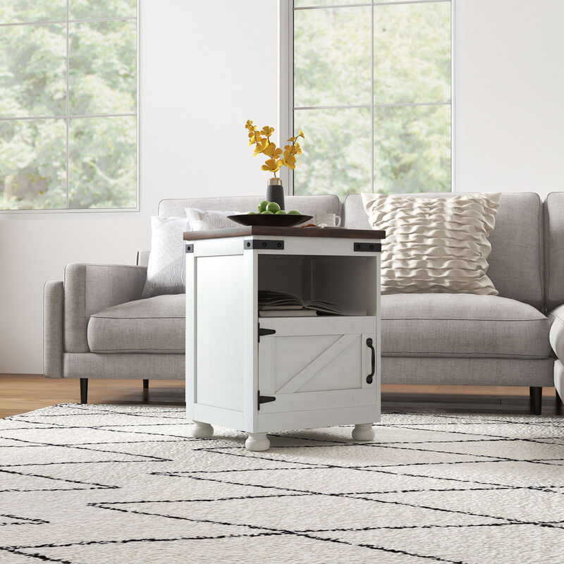 Hivvago Side Table with Storage, Shelf, and Cupboard image number 1