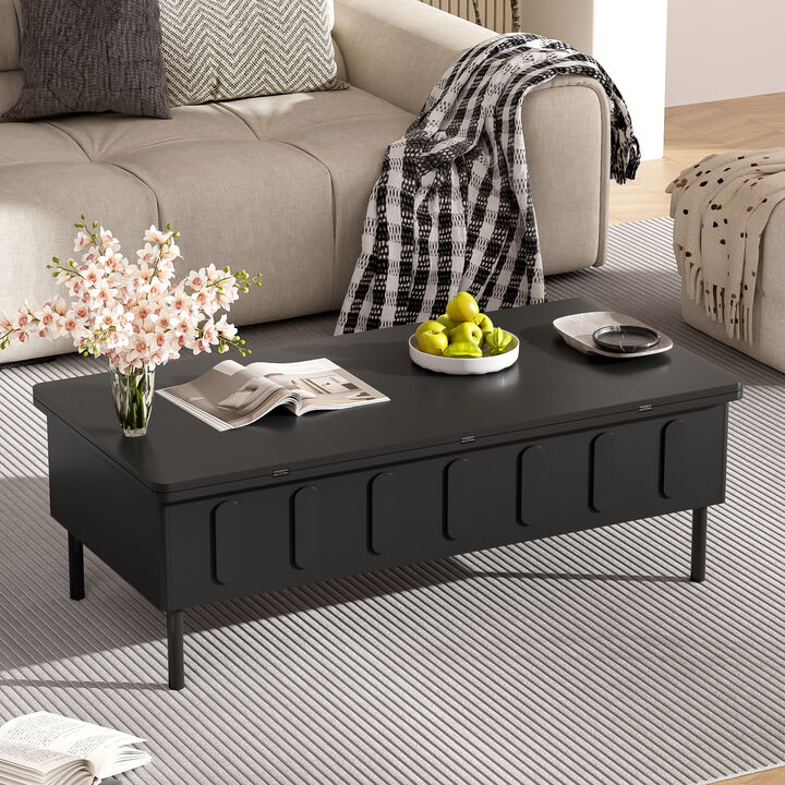Merax Modern Lift-Top Coffee Table with 2 Drawers Foldable Top, Hidden Storage Compartment  Space-Saving for Living Room