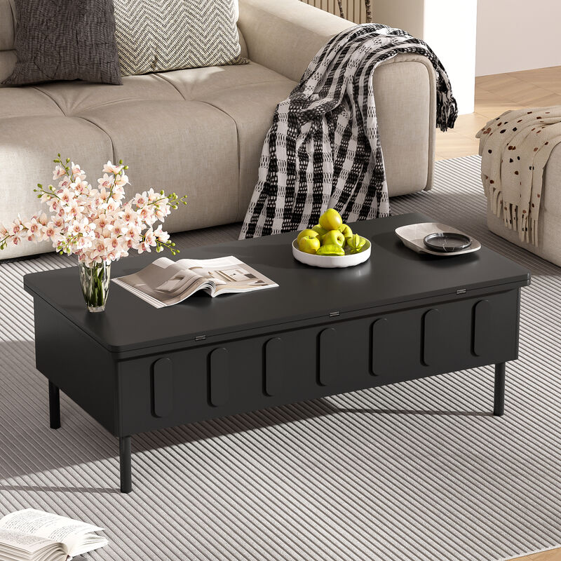 Merax Modern Lift-Top Coffee Table with 2 Drawers Foldable Top, Hidden Storage Compartment  Space-Saving for Living Room
