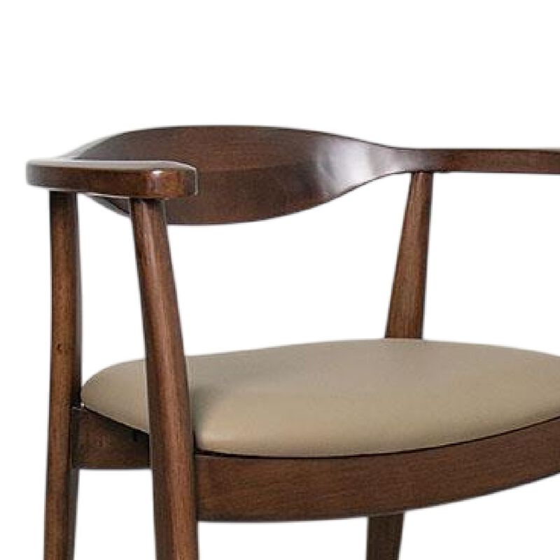 Niva Dining Side Chair Set of 2, Modern Armchairs, Brown Rubberwood