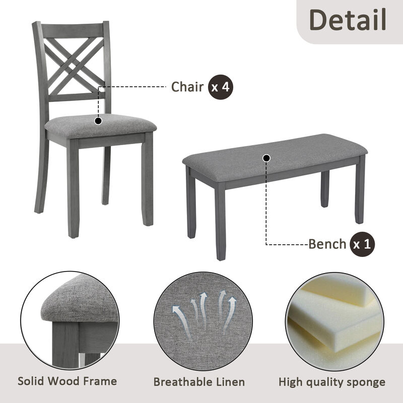 Cogdod Farmhouse 6‑Piece Wooden Dining Table Set, image number 3