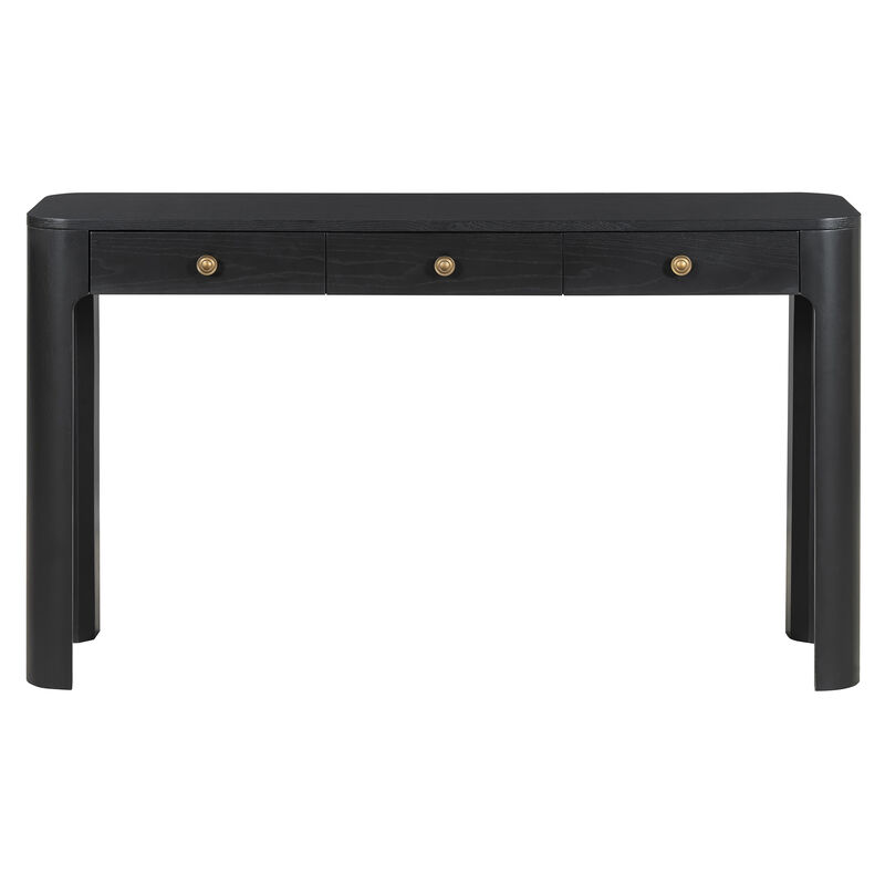 Whisen 52" Rustic Console Table with 3 Drawers, Solid Wood MDF, Sturdy Sofa Table for Entryway Living Room Hallway image number 0