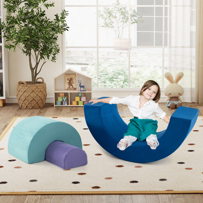 Foam Climbing Blocks Rainbow Arc Climber Playset with Machine Washable Covers-Multicolor image number 2